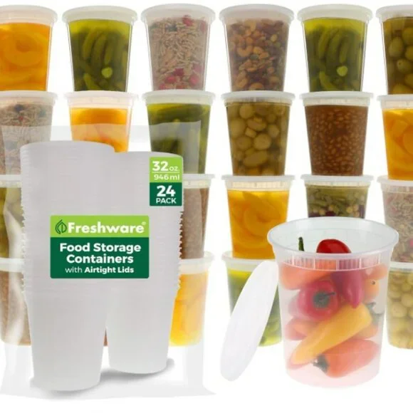 24 pack of 32 oz plastic deli containers with lids - NWT - Picture 1 of 2
